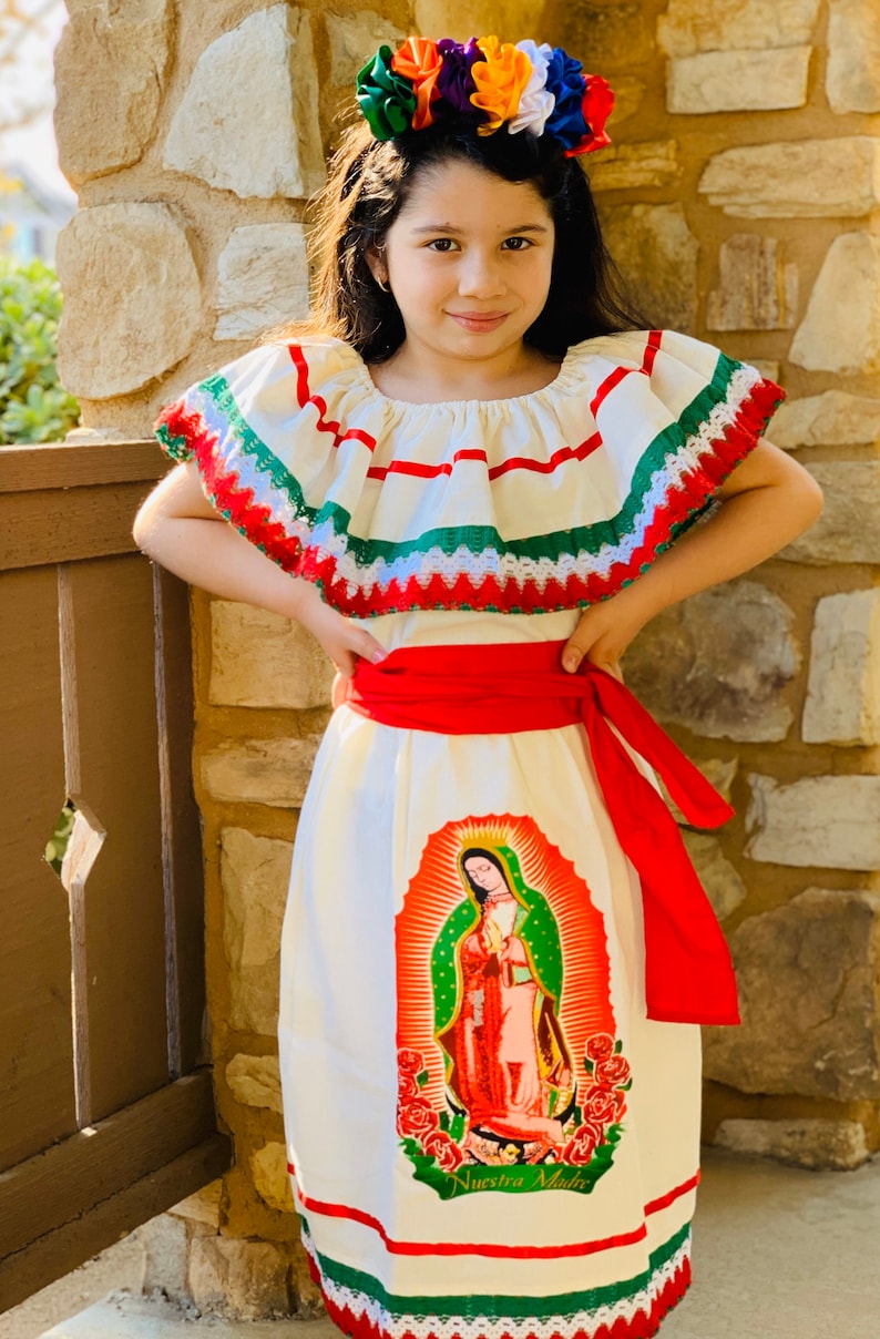 Virgen Maria Set-Virgin Mary Set-Mexican Girls Dress-Girls Skirt,Blouse,Rebozo-Girls Outfit Virgin guadalupe Virgen Guadalupe Mexican Set