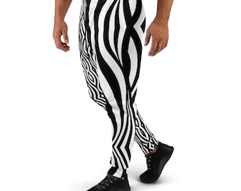 Mens Stripe Pants Black and White Rave Festival Pants