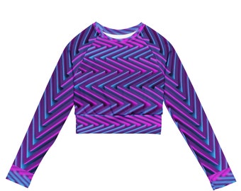 Purple long-sleeve crop top, Rave top, Rave sets, Rave clothes, Rave clothing, Festival clothing, Festival Outfit