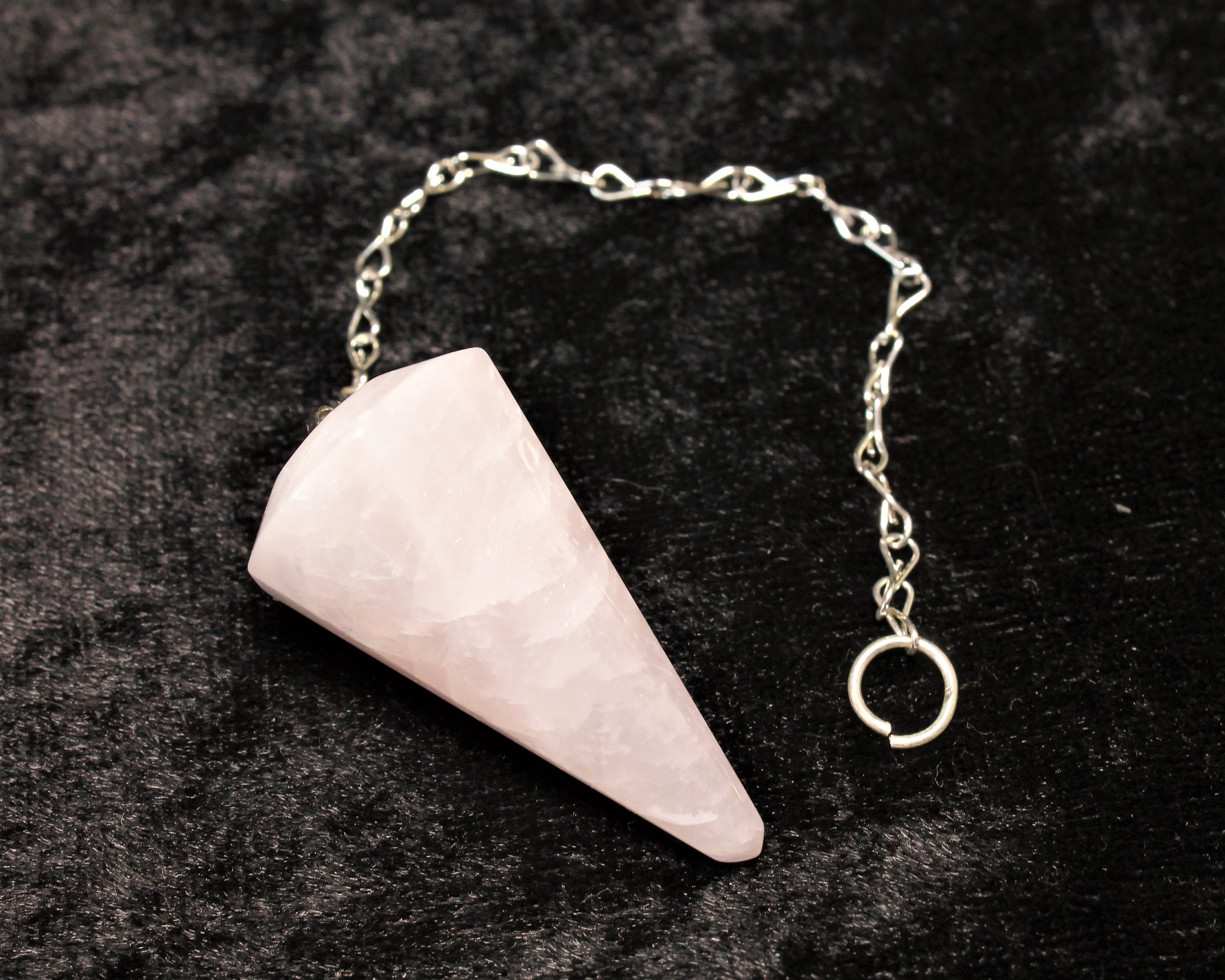 Rose Quartz Pendulum Divination Dowsing Wicca Occult Pagan Witchcraft Faceted Brazilian Rose Quartz Gift