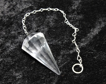 Clear Quartz Pendulum Divination Dowsing Wicca Occult Pagan Witchcraft Faceted Brazilian Quartz Gift