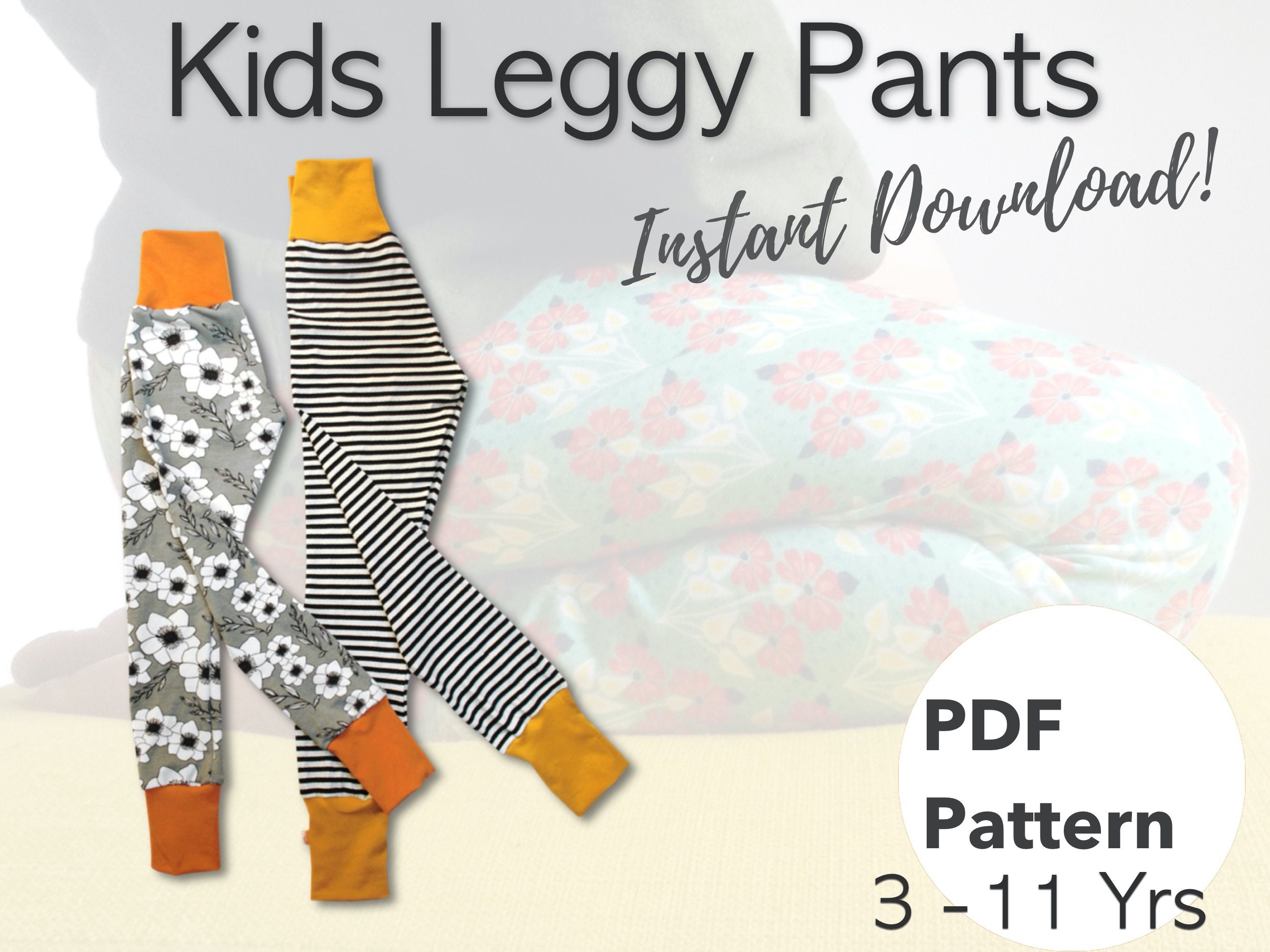 Kids Leggings Sewing Patterns, Digital Download Sewing Pattern
