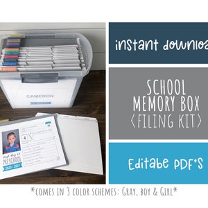 School Memory Box Kit Bundle, First Day of School Interview, School File Organization Kit, Home Filing System, INSTANT DIGITAL DOWNLOAD