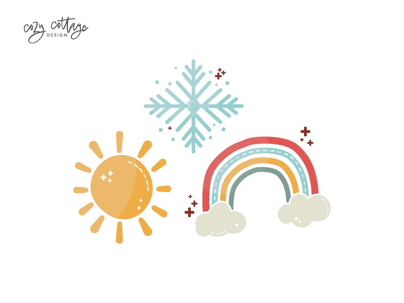 Cute Weather Clip Art Vector Clipart Digital Clipart - Etsy