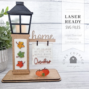 Fall Octobers Sign Laser Cut File, Fall Pumpkin and Leaves Interchangeable Sign, DIY SVG Laser Files