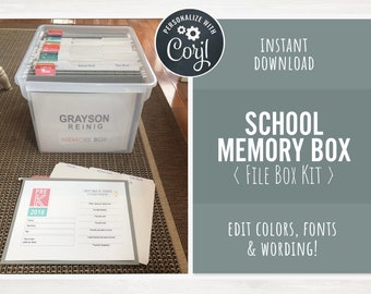 School Memory Box Kit, First Day of School Interview, School File Organization Kit, Home Filing System, INSTANT DIGITAL DOWNLOAD