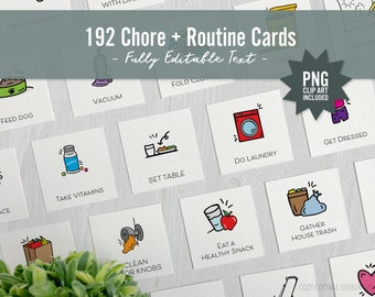 Editable Chore and Routine cards Bundle, Chore Clip Art