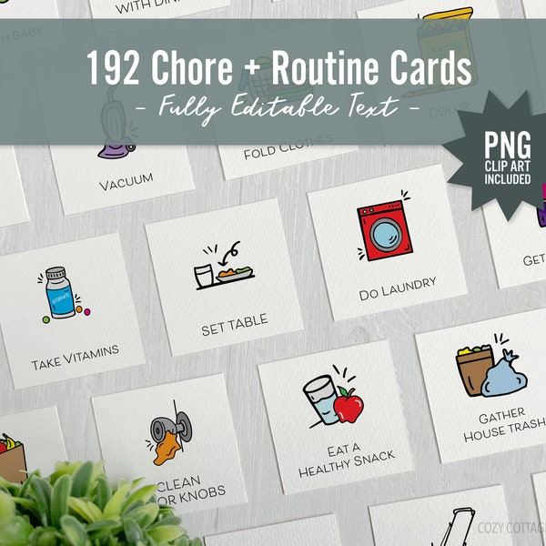 Editable Chore and Routine cards Bundle, Chore Clip Art
