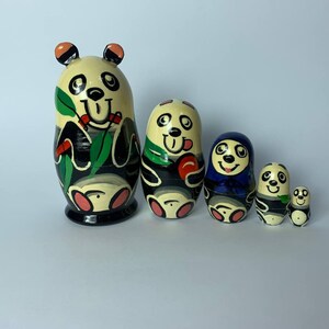 Handmade Nesting Doll, 5th Nesting Doll, Hand Painted Nesting Doll, Nesting Doll Panda, Nesting Doll Cartoon