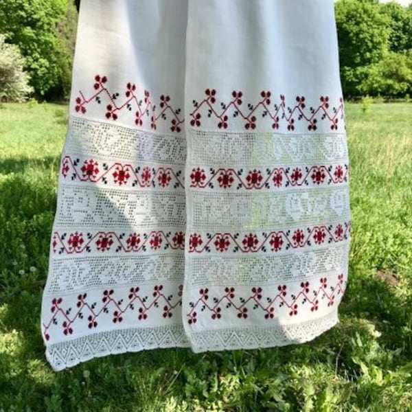 Vintage Towel, Hand Embroidery, Tablecloth, Ukrainian Towel, Ukrainian Rushnyk, Linen Towel, Towel Embroidered