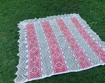 Vintage Tablecloth, Hand Embroidery, Rare Tablecloth, Ukrainian Tablecloth, Linen Tablecloth, Embroidered Tablecloth