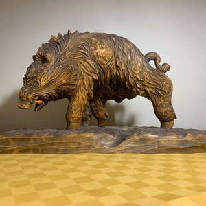 Unique Figurine, Handmade Sculpture, Hand Carved Statues, &quot;Figurine Boar&quot;, Wooden Boar, Figurine Wild Boar, Boar, Statues Wild Boar