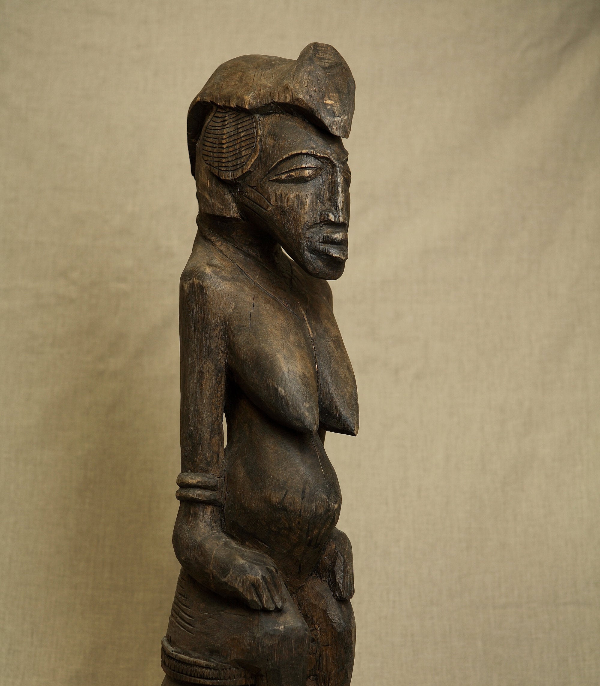 Hand Carved Wooden Statues Goddess of Fertility, Handmade Figurine