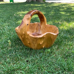 Unique Handmade Wooden Basket, Wooden Basket, Unique Home Decor, Wooden Bowl, Basket