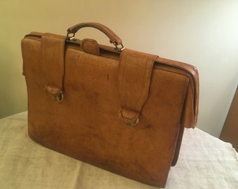 Vintage Leather Briefcase, Leather Briefcase, Vintage Briefcase, Briefcase, Suitcase, Case, Carpetbag, Valise, Bag, Antique Bag, USSR Bag
