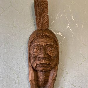 Hand Carved Wooden Mask &quot;Lakota Indians&quot;, Handmade Figurine, Beautiful gift, Hand Carved Figurine, Home Decoration, Wooden Sculpture