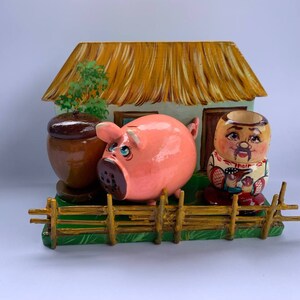 Handmade Jars for Spices, Hand Painted Jars for Spices, Wooden Jars for Spices, Set Jars for Spices, Figurine Kozak, Pig
