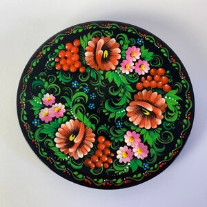 Handmade Ukrainian Plate, Hand Painted Plate, Wooden Plate Ukraine, Ukrainian Scenery, Plate Flower, Hand Painted Flower