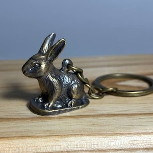 Handmade Bronze Keychain Rabbit, Charm Hare, Trinket Bunny, Pendant Rabbit, Bronze Hare, Keychain Bunny, Figurine Rabbit, Rabbit, Bunny