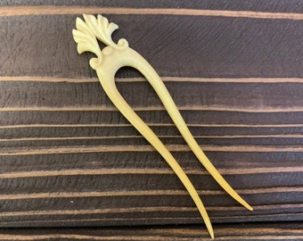 Hand Carved Bone Hair Fork, Bone barrette, Bun holder, Bone hair pin, Gift for wife, Unique comb, Bone hair fork