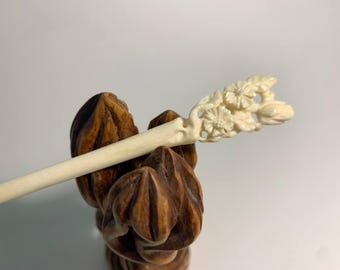 Hand Carved Bone Hair Fork, Bone Barrette, Bun Holder, Bone  display picture 1