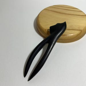 Hand Carved Hair Fork, Wooden Hair Comb, Wooden Hair Fork, Hair Barrette, Wooden Hair Stick, Wooden Hairpin, Wooden Hair Slider &quot;Cat&quot;