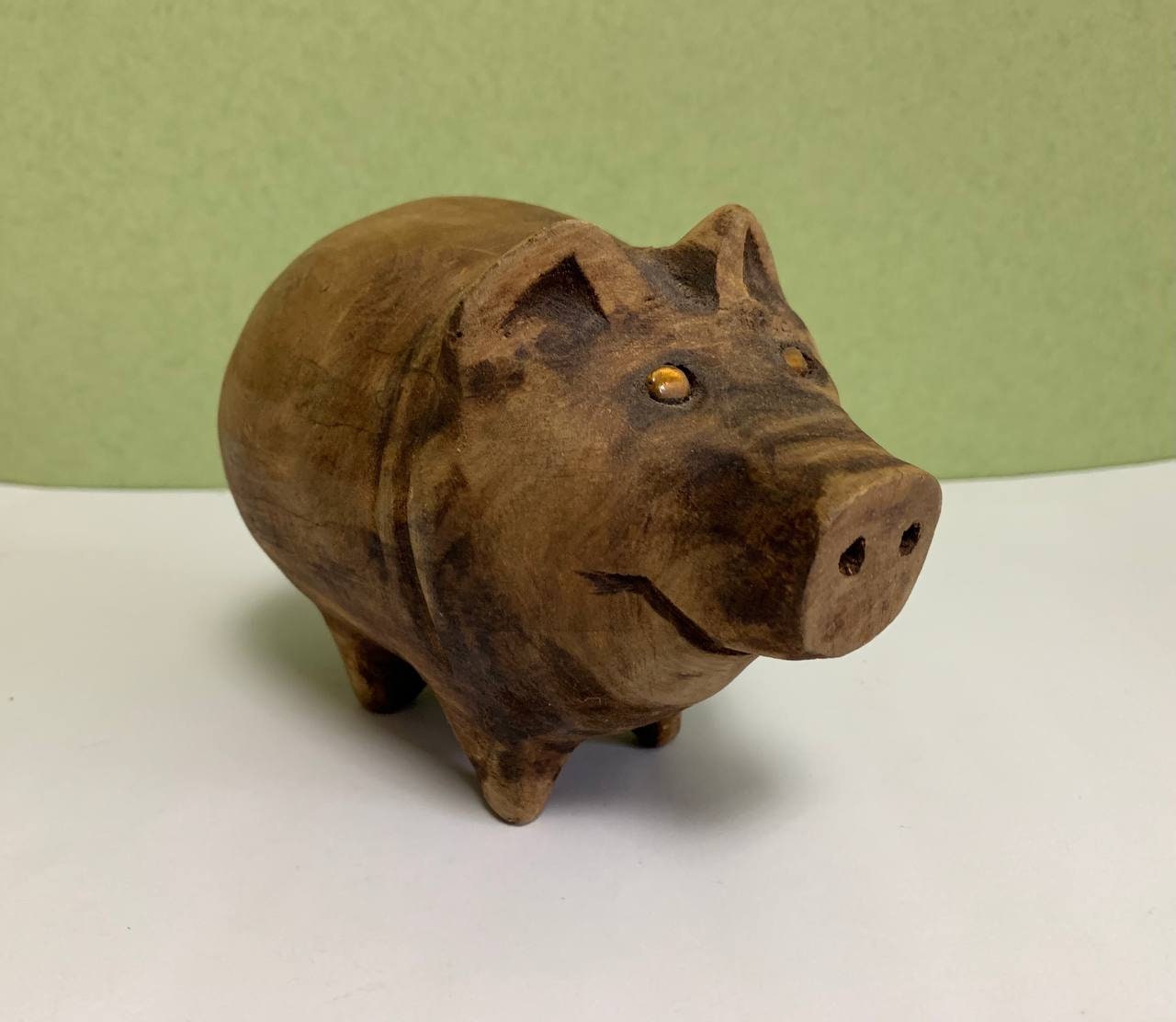 Hand Carved Wooden Pig Handmade Boar Figurine Beautiful Etsy