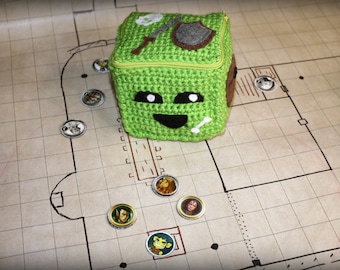 Dice Bag Crochet Pattern - Gelatinous Cube - Zipper Bag Pattern - Stanley the Gelatinous Cube