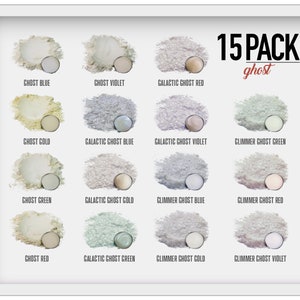 Eye Candy Pigment Ghost 15-Pack Set - Epoxy - Resin - Soap Molds - Candle Making - Slime - Bath Bombs - Nail Polish - Cosmetic Grade
