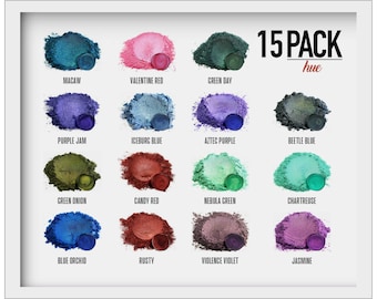 Pigmento en polvo de mica Eye Candy "Serie 15 y 20 tonos de color" multiusos/bombas de baño naturales, resina, pintura, epoxi, jabón, esmalte de uñas, bálsamo labial