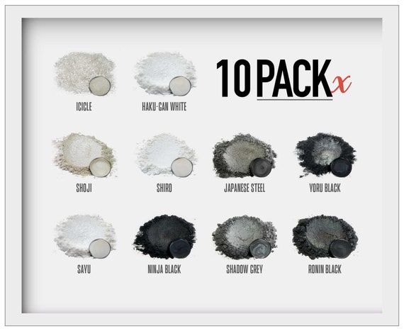 Eye Candy 10 Color Variety Pack Set X Black/white/grey Mica Pigment  Multipurposenatural Bath Bombs, Resin, Paint,epoxy, Soap, Nail Polish 
