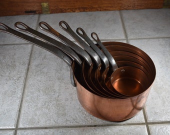 French vintage copper pans