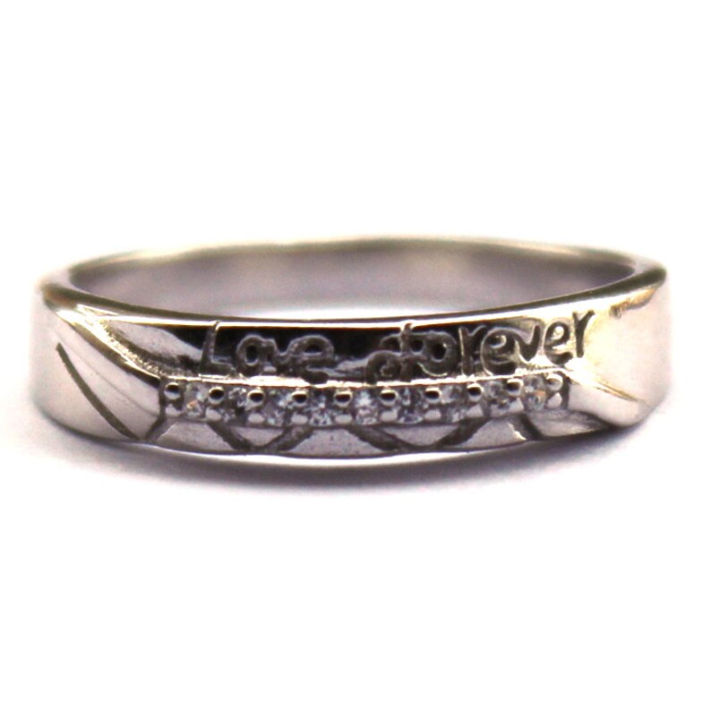 Anniversary Band. Love Band Forever Band Couple/'s Band Promise Band 4mm Simulated Diamond Band Sterling Silver 925 Band