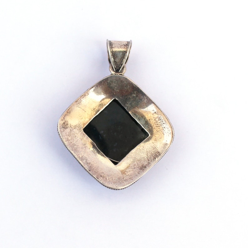 Moss Agate gemstone pendant hand made pendant sterling silver 92.5/% pendant.