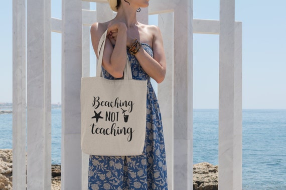 beaching not teaching tote