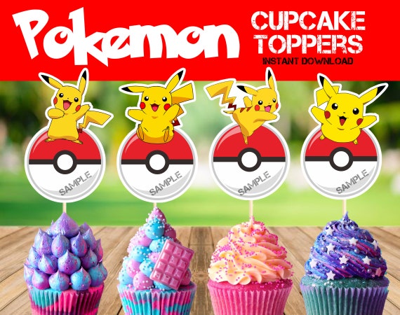 DIY Pokemon Pikachu Cupcake Toppers - Pokemon Party Decoration - Pikachu Cupcake Toppers - Pokemon Birthday - Pokemon Pikachu Party supplies Il_570xn