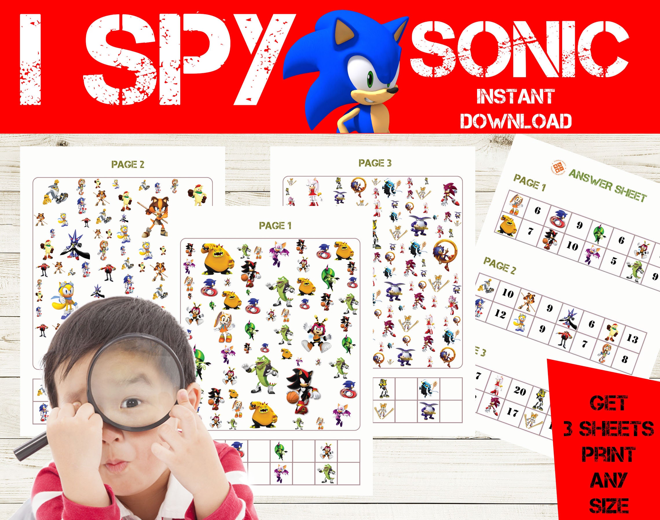 Sonic I Spy Game Printable Sonic Game Sonic Party Game | Etsy