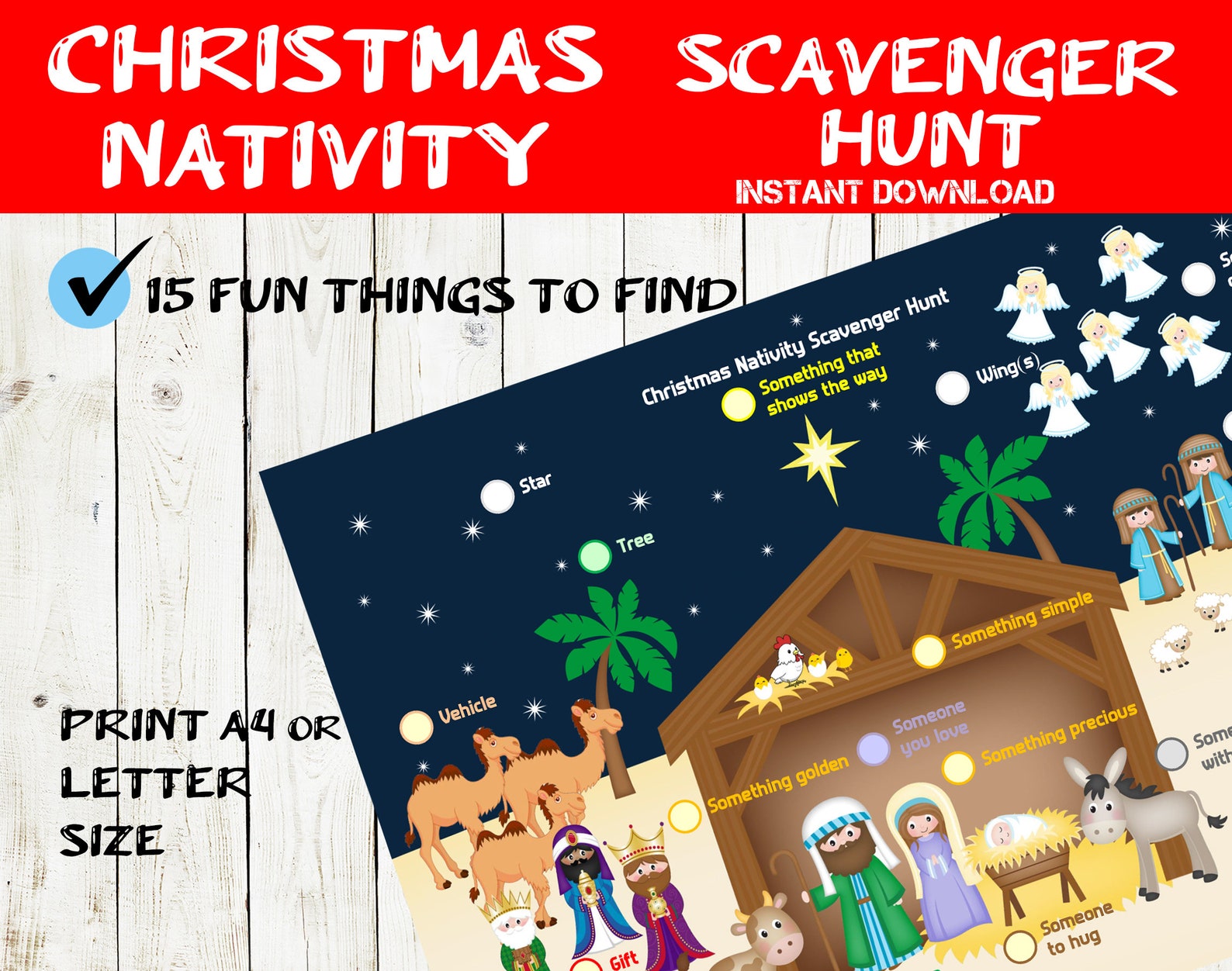 Christmas Scavenger Hunt Nativity Scavenger Hunt Christmas Etsy