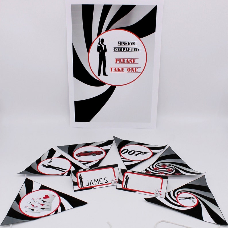 James Bond 007 Party Supplies Food Tents Favor Sign Etsy
