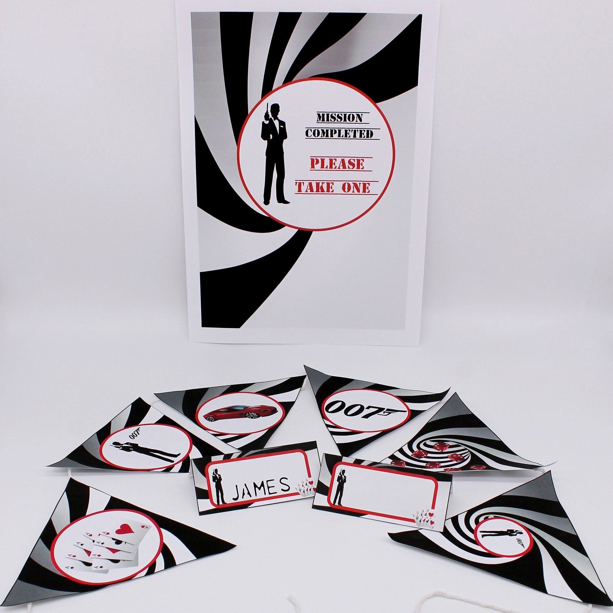 James Bond 007 Party Supplies Food Tents Favor Sign Etsy