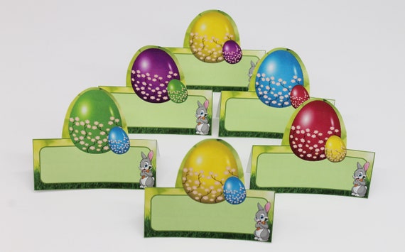 Easter Egg Place Cards, Easter Food Tents, Food Labels. Printable, Instant Download. Fun, colorful Easter place cards with pop-up feature! Il_570xn