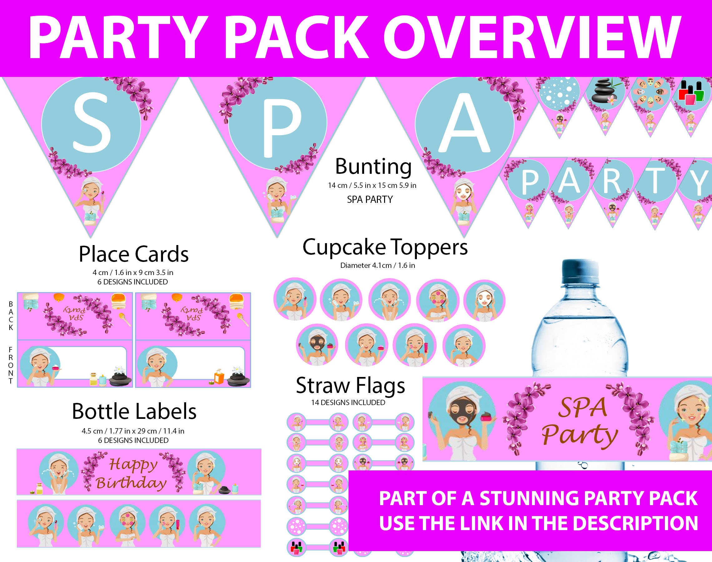 SPA Party Cupcake toppers SPA Printable Cupcake Toppers | Etsy