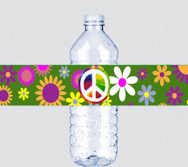 Hippie Party Drink Labels 70s Party Drink Labels 70s Water | Etsy