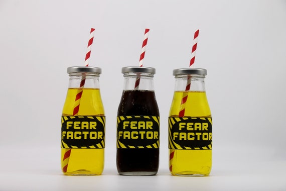 Fear Factor inspired Drink Labels - Halloween party Water Bottle Labels - Fear Factor inspired decor - Fear Birthday Party - Printable Il_570xn