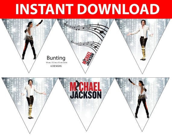 Michael Jackson Bunting - Michael Jackson Flag Banner - Michael Jackson Party Decorations - Michael Jackson Party Supplies Instant Download Il_570xn