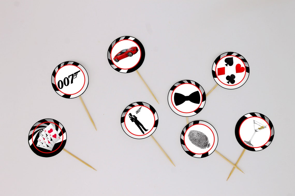 Spy James Bond Party Supplies Food Tents Cupcake Toppers Etsy
