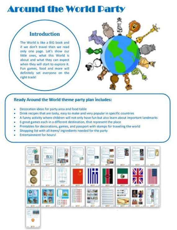 Around The World Theme Party Plan With Games Activities Etsy