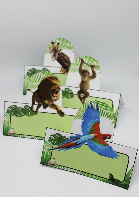 Jungle Party Food Tents, Food Labels, Jungle Animal Place Cards.Printable, Instant Download. Fun jungle place cards with pop up feature! DIY Il_570xn