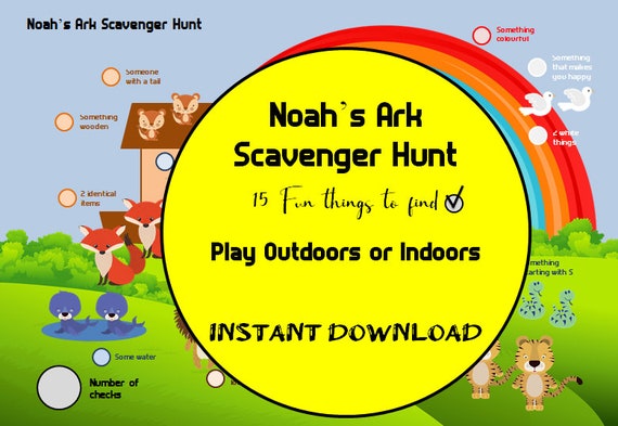 Noah's Ark Scavenger Hunt - Animal Scavenger Hunt - Bible themed Scavenger Hunt - Noah's ark indoor or outdoor game - Noah's Ark Printable Il_570xn