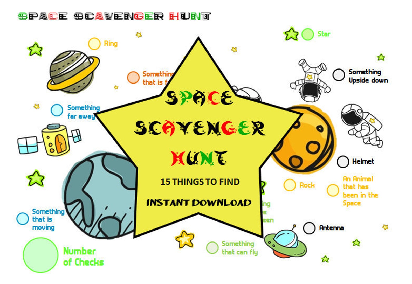 Space Scavenger Hunt Space Birthday Scavenger Hunt Etsy